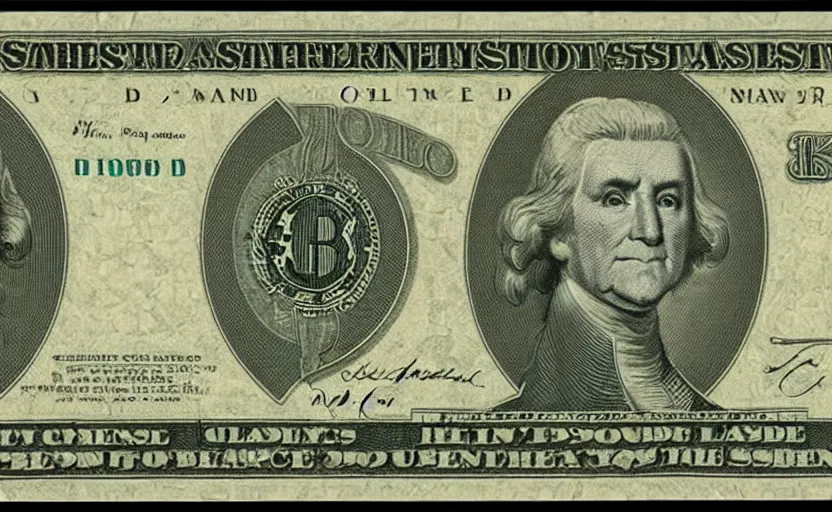 Image similar to rectangular photograph of two dollar u. s. currency note featuring thomas jefferson