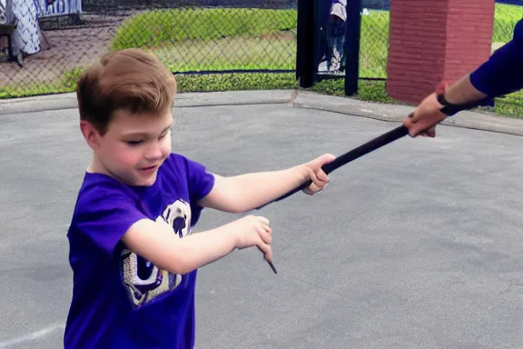 Image similar to jerma hitting a child with an aluminum baseball bat