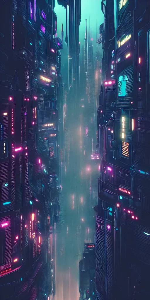 Prompt: epic cyberpunk cityscape : blade runner, james guilleard, beeple, laurie greasley, dan mcpharlin : ornate, dynamic, particulate