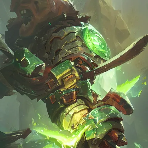 Image similar to green leaves shield weapon, nature shield, heavy chained mace, hearthstone weapon art, by greg rutkowski