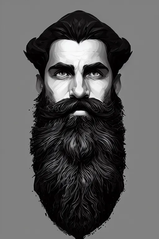 Image similar to a portrait of the handsome bearded king, grim - lighting, high - contrast, intricate, elegant, highly detailed, digital painting, artstation, concept art, smooth, sharp focus, illustration