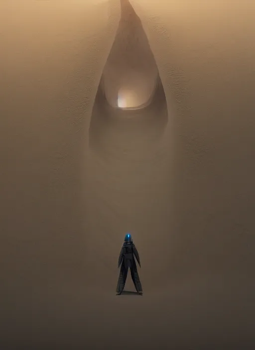 Prompt: Michael Whelan art directs Dune, veil in the dust, photorealistic, 3d render, award winning render, unreal engine, octane render, studio lighting, 8k, hd