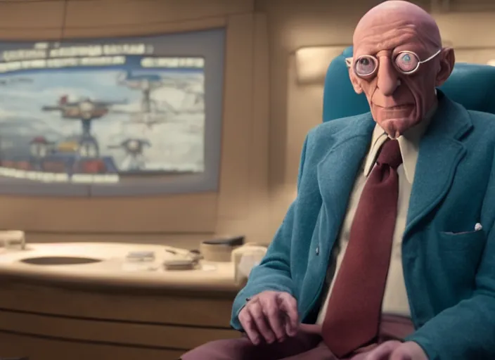 Image similar to film still of real life professor farnsworth in the scifi movie, 4 k