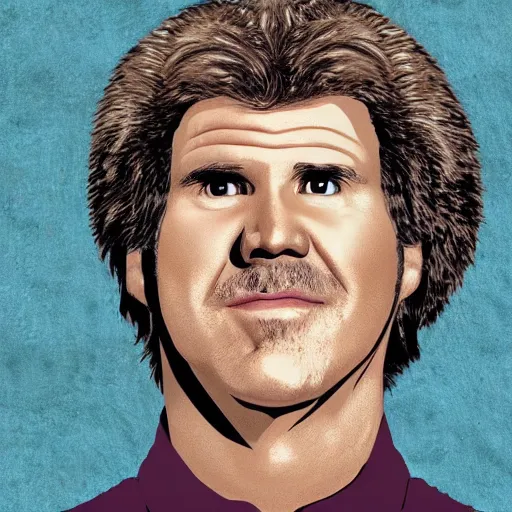 Image similar to portrait of will ferrell in the style of an ancient cave painting