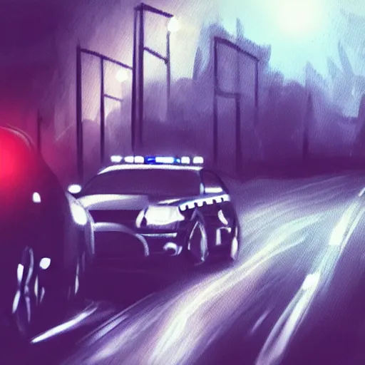 Image similar to a police officer pulling me over in a dark street, detailed, realistic