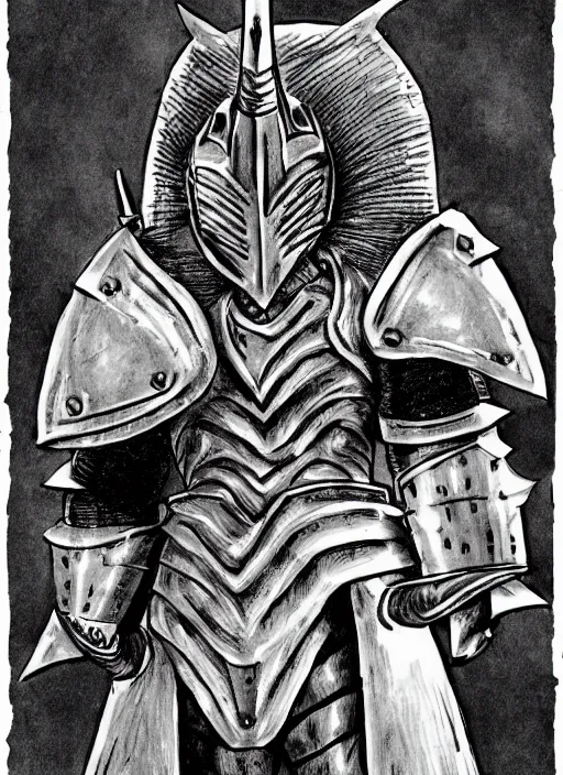 Image similar to wolf themed armored knight by kentaro miura