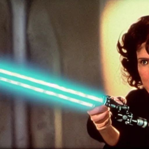Image similar to Rosie O Donnel in Star Wars with a lightsaber