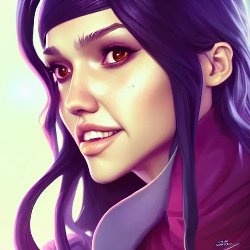 Image similar to a portrait of a beautiful jessica alba, art by lois van baarle and loish and ross tran and rossdraws and sam yang and samdoesarts and artgerm and saruei, digital art, highly detailed, intricate, sharp focus, Trending on Artstation HQ, deviantart, unreal engine 5, 4K UHD image