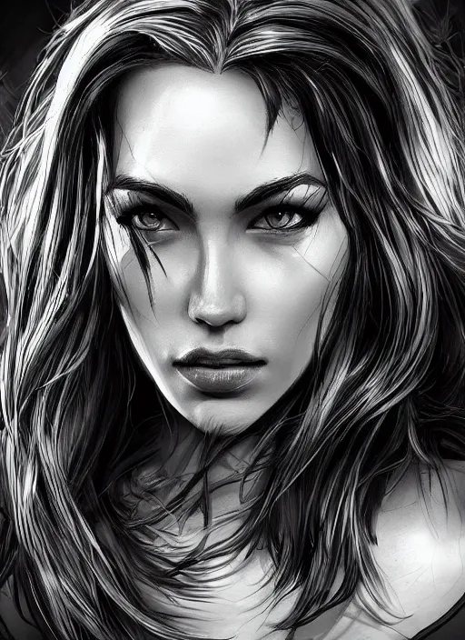 Image similar to up close portrait of a beautiful woman in black and white, art by diego fazio and diegoKoi, concept art, sharp focus, artgerm, 8k highly detailed