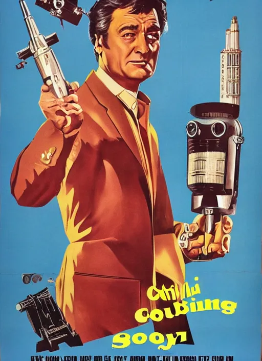 Image similar to columbo in 1 9 5 0 s pulp sci - fi movie poster, retrofuturism, highly detailed, mgm studios, david klein, reynold brown