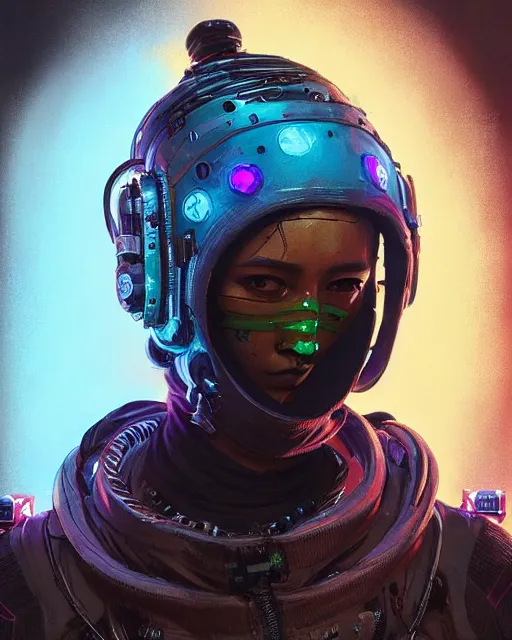 Prompt: wraith from apex legends, cyberpunk futuristic neon. reflective puffy coat, decorated with traditional japanese ornaments by ismail inceoglu dragan bibin hans thoma greg rutkowski alexandros pyromallis nekro rene maritte illustrated, perfect face, fine details, realistic shaded, fine - face, pretty face