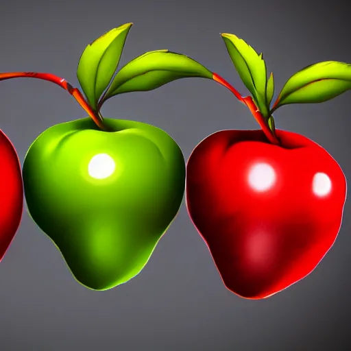 Image similar to Artstation digital art render three fresh cherries