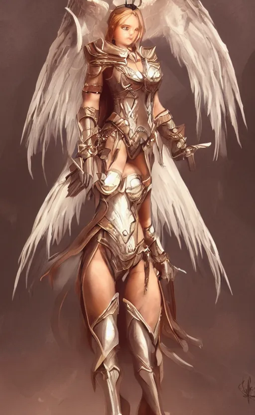 Image similar to concept art, angel knight girl, artstation trending, highly detailed