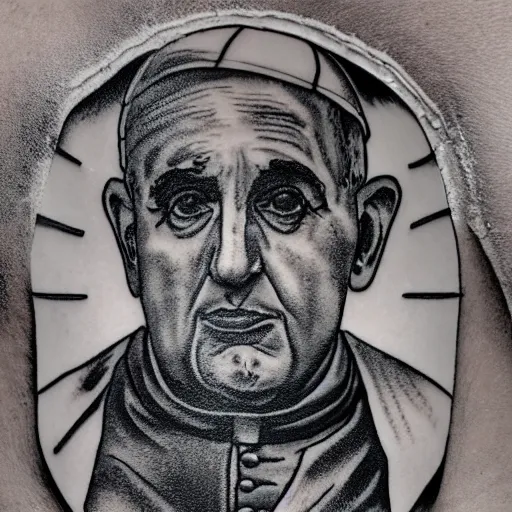 Prompt: The Pope with tattoos on his face