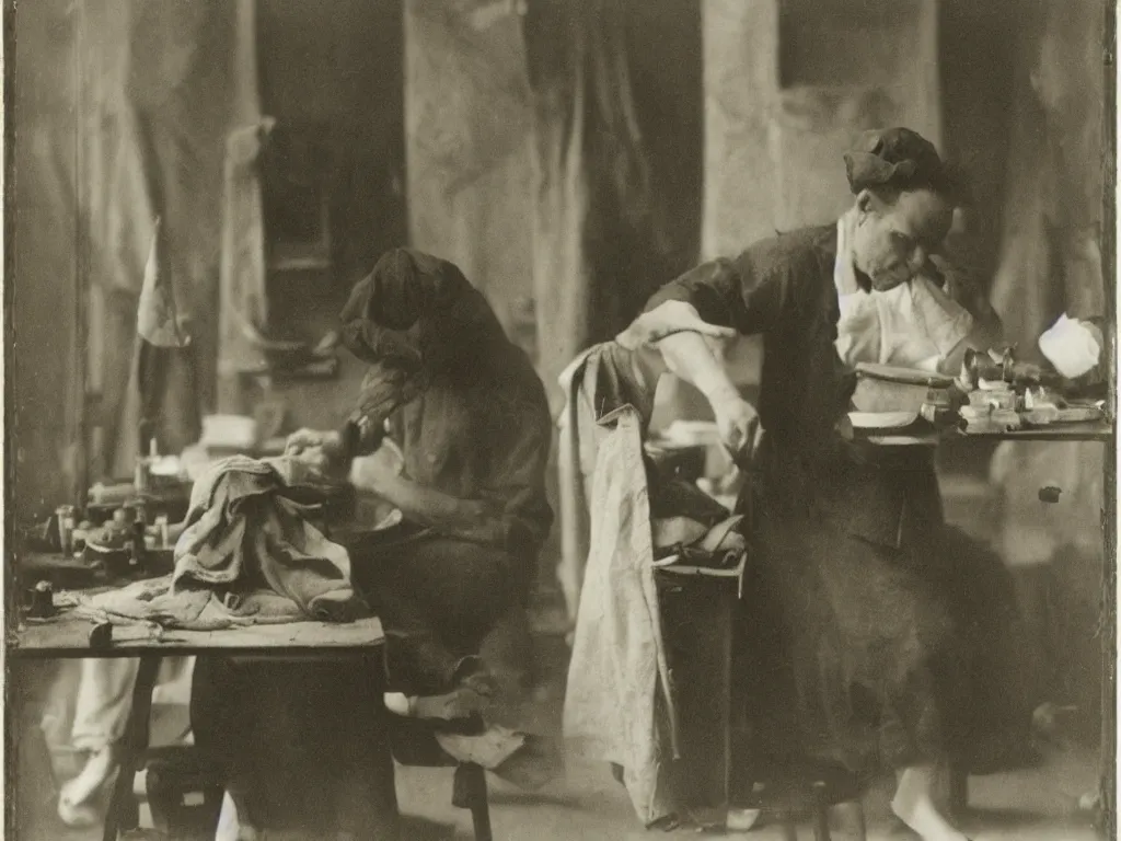 Image similar to Portrait of a young wig maker. Photograph by August Sander