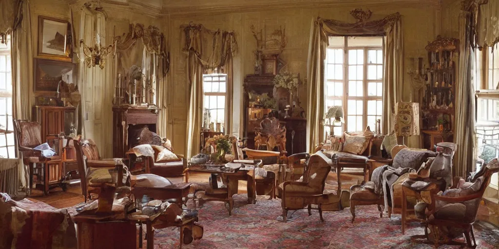 Image similar to historical livingroom without any chairs