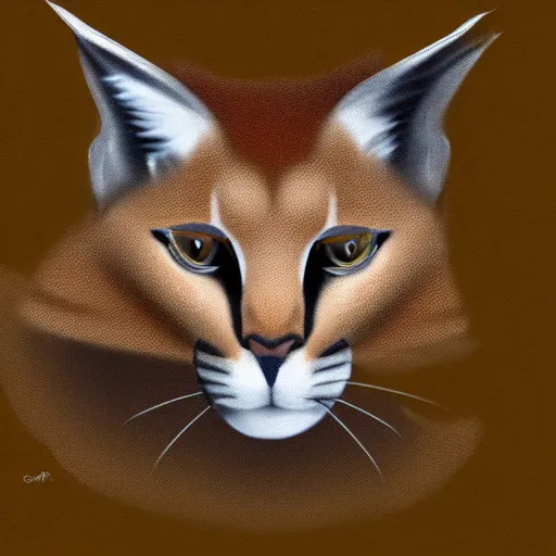 Image similar to Big Floppa caracal wearing military uniform, digital art