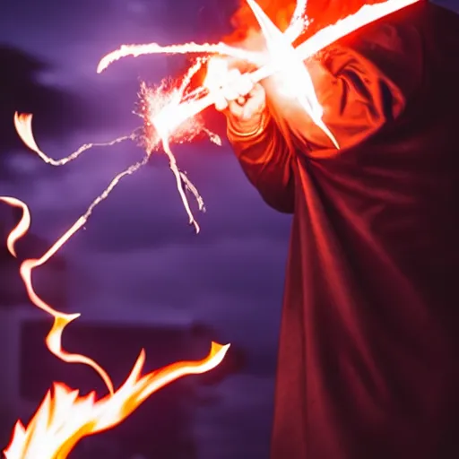 Prompt: photo of a superhero with fire powers