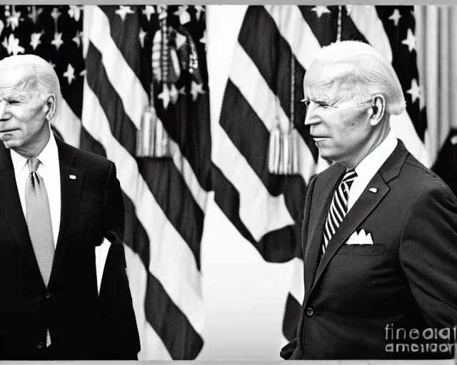 Image similar to president joe biden face to face with president joe biden, nikon 3 5 mm, photograph