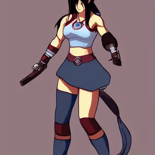 Image similar to high quality artwork of tifa lockhart dressed as korra, trending on artstartion