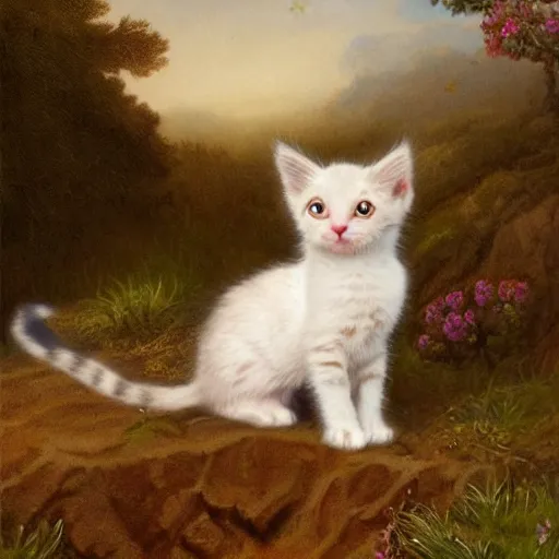 Image similar to a portrait of a cute kitten character in a scenic environment by andrews, esao