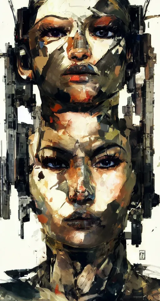 Prompt: a beautiful side portrait painting of a soldier. the soldier has giant insect eyes, compound eyes. art by yoji shinkawa and sandra chevrier, trending on artstation, award - winning, perfect composition.