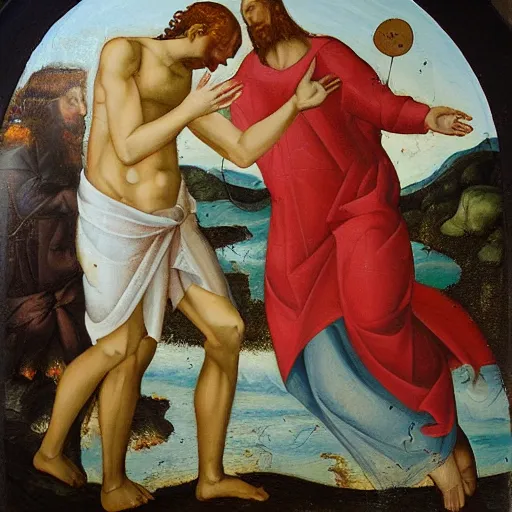 Image similar to the baptism of christ. oil on panel.