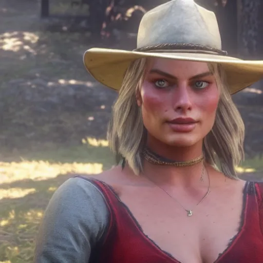 Prompt: margot robbie in red dead redemption 2, highly detailed