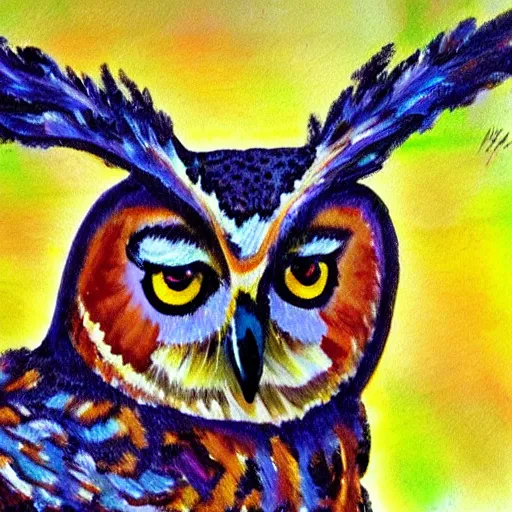 Prompt: impressionist painting of an owl deer hybrid