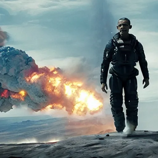 Image similar to Movie still of protomolecule Barack Obama in The Expanse