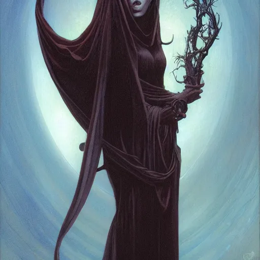 Image similar to Portrait of Death by Gerald Brom, downlit