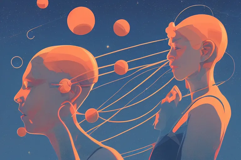 Prompt: brain connected solar system, simple, flat, minimalist, tristan eaton, victo ngai, artgerm, rhads, ross draws