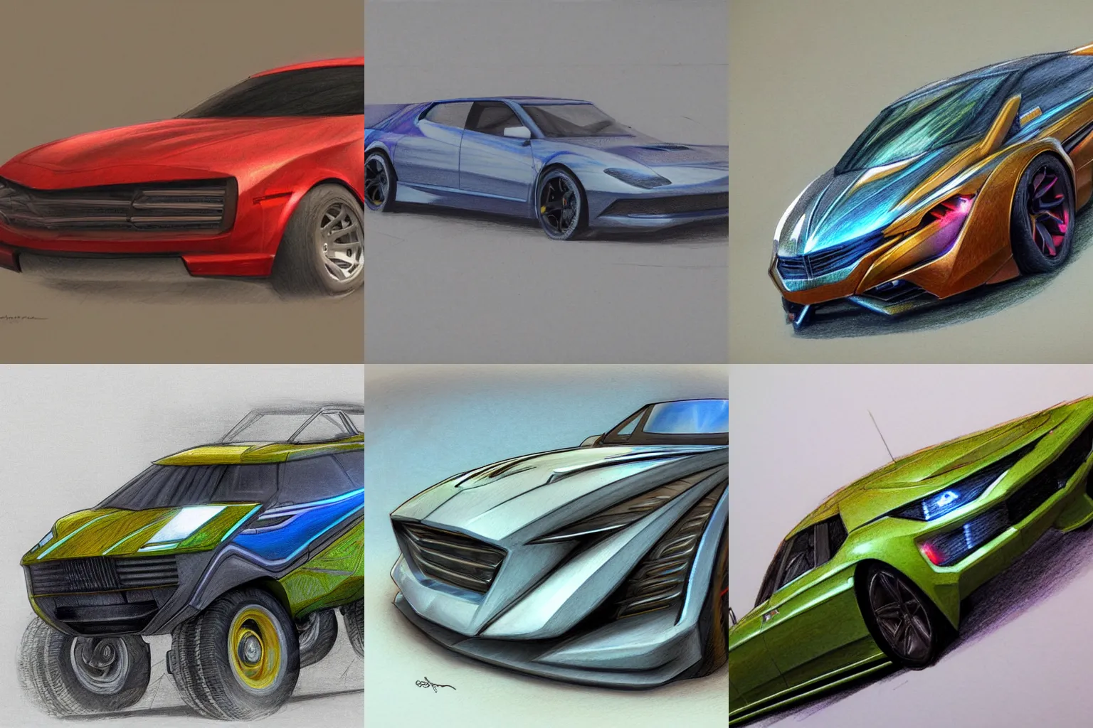 Prompt: a concept art of a vehicle, colored pencil, artstation