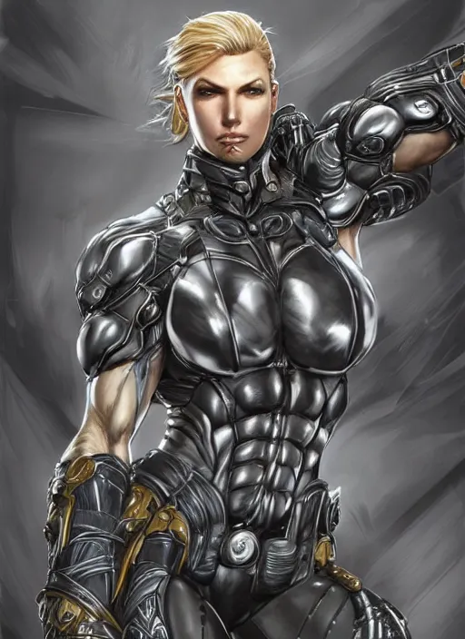 Prompt: very muscled Amazon jetstream sam from metal gear rising as a ruggedly mean looking heroine, intricate, elegant, highly detailed, centered, digital painting, artstation, concept art, smooth, sharp focus, illustration, art by artgerm and donato giancola and Joseph Christian Leyendecker, WLOP