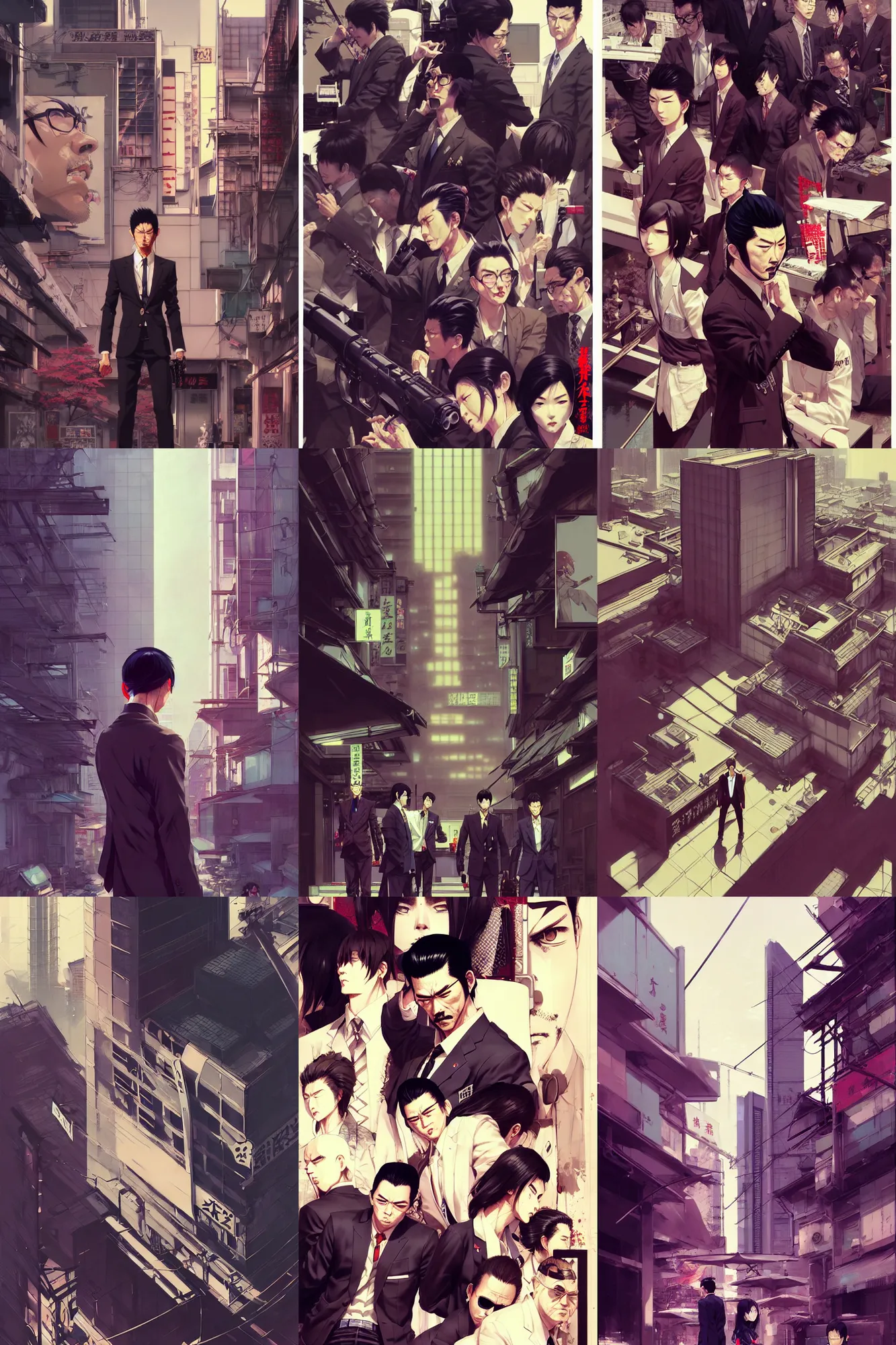 Prompt: hyper - realistic portrait of yakuza headquarters, extreme detail, in style of pan ren wei, ilya kuvshinov, yoji shinkawa, atey ghailan, krenz cushart, by greg rutkowski, by greg tocchini, by james gilleard, by joe fenton, by kaethe butcher, grunge aesthetic