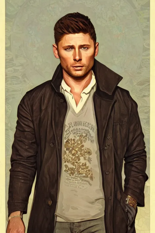 Prompt: a detailed matte portrait of an jensen ackles dressed dean from the gilmore girls, masterpiece, 8 k, art by alphonse mucha and greg rutkowski