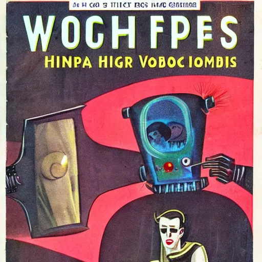 Image similar to 1 9 6 0 s science fiction book cover, robotic vampires, high quality, high resolution