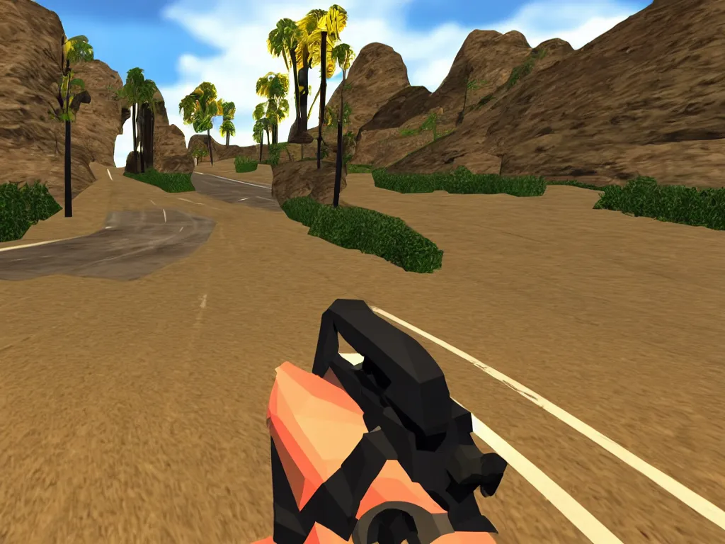 Lost Highway As A PS1 First Person Video Game Low Poly Stable Diffusion