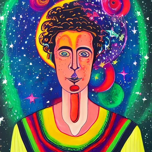 Prompt: portrait of the cosmic artist, cosmic artist style