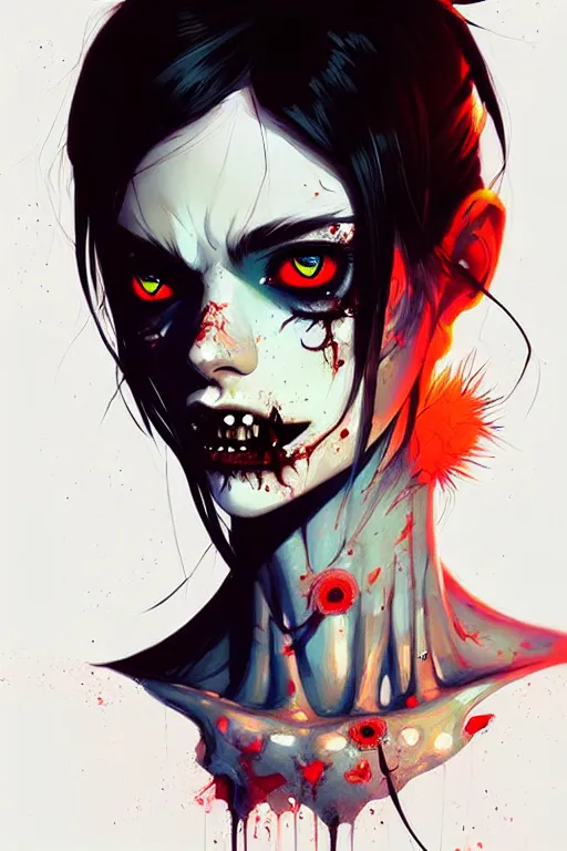 Image similar to a ultradetailed beautiful painting of a stylish zombie girl, by conrad roset, greg rutkowski and makoto shinkai trending on artstation