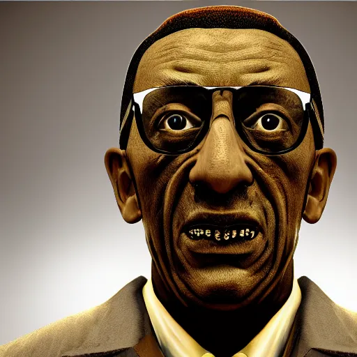 Image similar to Zombie gustavo fring, 4k, photorealistic, dramatic