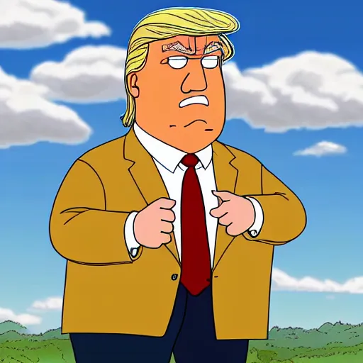 Image similar to donald trump as photorealistic peter griffin from family guy