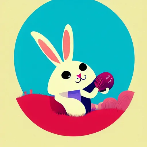 Prompt: an illustration of a rabbit eating a radish, trending on artstation, very cartoon, shape focus, high detailed, by anton fadeev