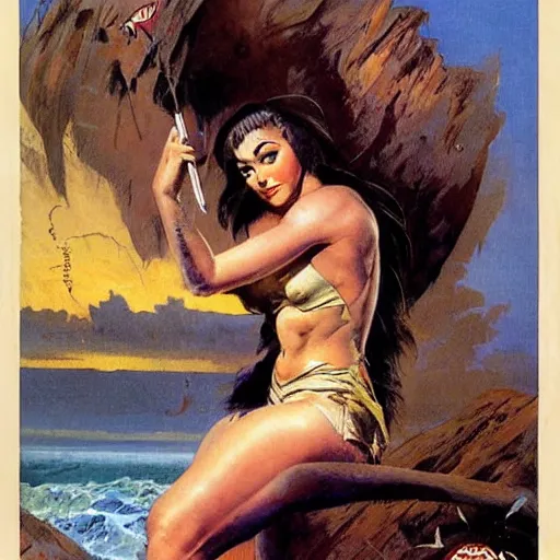 Image similar to a sardine in a can, by frank frazetta