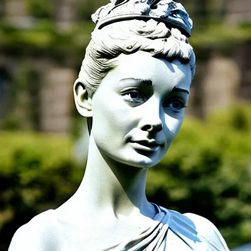 Prompt: wingedVictory statue has Audrey Hepburn\'s head