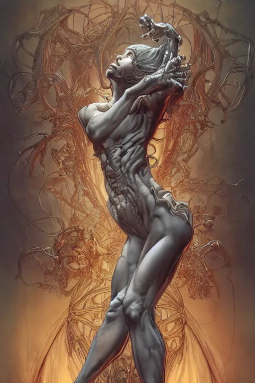 Image similar to rage, by artgerm and yoshitaka amano and moebius and hr giger and zdislaw beksinski and hajime sorayama and alphonse mucha