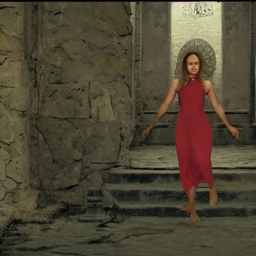 Prompt: still from the music video for the song the woman and the stone ( 1 9 8 4 ) by andreas vollenweider, photorealistic and intricate, 8 k hdr, cinematic lighting, remastered