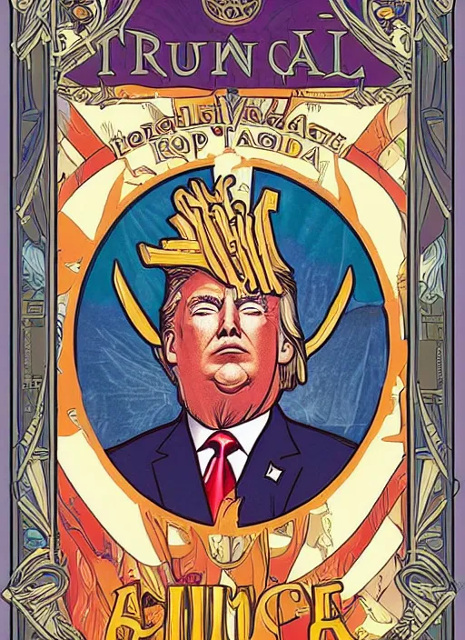 a donald trump tarot card featuring hamburger imagery, | Stable ...