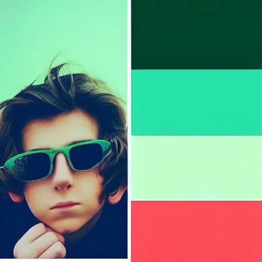 Image similar to a profile picture of a brunette teen boys instagram account about stable diffusion featuring a green color palette