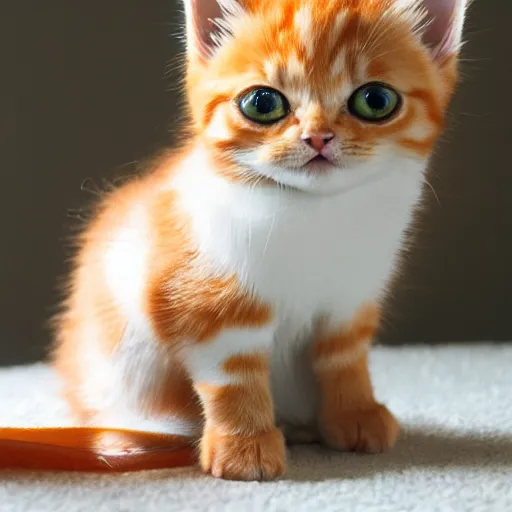 Prompt: happy cute fluffy orange tabby kitten, studio lightning